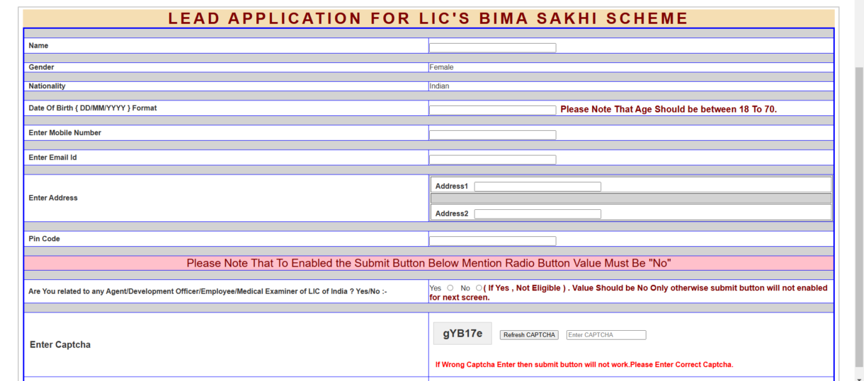 Bima Sakhi Yojana Online Form Apply Bima Sakhi Yojana Online Form Apply